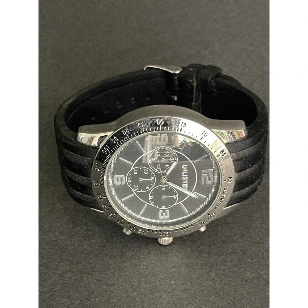 Unlisted Mens Stainless Steel Black Rubber Adjustable Band Mens Watch